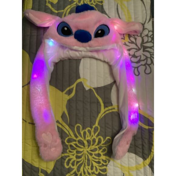 Stitch 626 Angel Pink Moving Light Up Plush Kids Beanie Hat Lilo Cousin Ohana - Picture 2 of 4